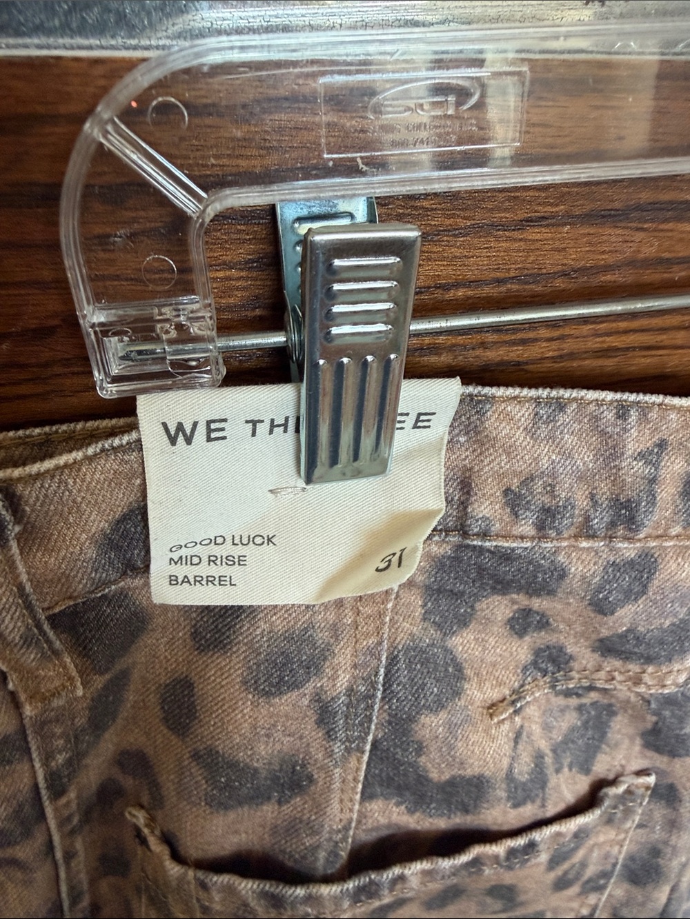 We The Free Leopard-Print barrel Tan & Black jeans button fly - Picture 3 of 4